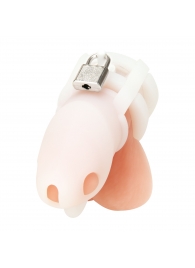 Белая клетка для пениса Silicone Small 2 in Cock Cage With Ball Divider - BlueLine - купить с доставкой в Магнитогорске