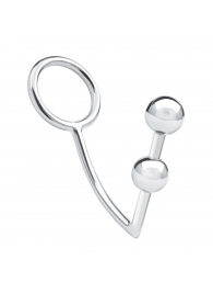 Кольцо на пенис с анальным стимулятором Two Bead Stainless Steel Anal Hook   Cock Ring - BlueLine - в Магнитогорске купить с доставкой