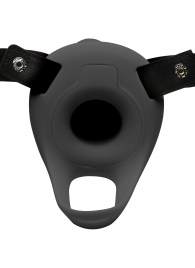 Черный полый страпон с вибрацией 2’’ Erection 28X Smooth Vibrating Silicone Penis Sheath - XR Brands - купить с доставкой в Магнитогорске