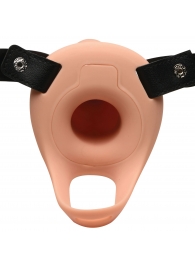 Телесный полый страпон 2  Erection 28X Smooth Vibrating Silicone Penis Sheath - 16 см. - XR Brands - купить с доставкой в Магнитогорске