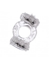 Прозрачное виброкольцо с двумя вибропульками - Toyfa Basic - в Магнитогорске купить с доставкой