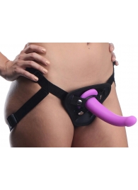 Лиловый поясной страпон Navigator Silicone G-Spot Dildo with Harness - 17,8 см. - XR Brands - купить с доставкой в Магнитогорске