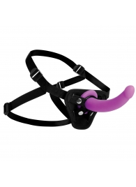 Лиловый поясной страпон Navigator Silicone G-Spot Dildo with Harness - 17,8 см. - XR Brands - купить с доставкой в Магнитогорске