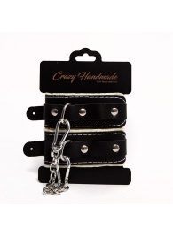 Черные скругленные наручники с мягкой бежевой подкладкой - Crazy Handmade - купить с доставкой в Магнитогорске