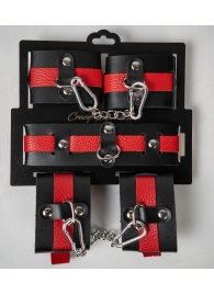 Черно-красный набор фиксаций: наручники, оковы и ошейник - Crazy Handmade - купить с доставкой в Магнитогорске