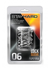 Прозрачная насадка с объёмными чёрточками STAY HARD COCK SLEEVE 06 CLEAR - Blush Novelties - в Магнитогорске купить с доставкой