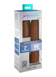 Коричневая насадка на член 2  Silicone X-tension - 20,3 см. - Pipedream - в Магнитогорске купить с доставкой