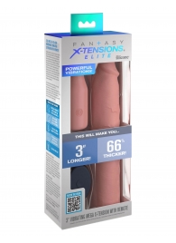 Телесная вибронасадка на член 3  Vibrating Mega X-tension with Remote - 22,9 см. - Pipedream - в Магнитогорске купить с доставкой