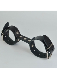 Черные кожаные наручники-фиксатор - Sitabella - купить с доставкой в Магнитогорске