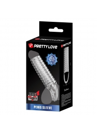 Прозрачная насадка на пенис с ребрышками и подхватом мошонки - Baile - в Магнитогорске купить с доставкой