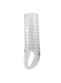 Прозрачная насадка на пенис с ребрышками и подхватом мошонки - Baile - в Магнитогорске купить с доставкой