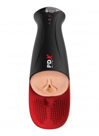 Телесный мастурбатор-вагина в черной колбе с вибрацией Fuck-O-Matic Pro XL - Pipedream - в Магнитогорске купить с доставкой