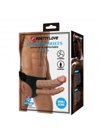 Темно-бежевый фаллопротез для двойного проникновения - 17,5 см. - Baile - купить с доставкой в Магнитогорске