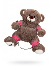 Бондажный набор: бурый мишка с розовыми оковами и наручниками - Pecado - купить с доставкой в Магнитогорске