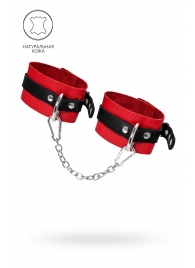 Красно-черные мягкие оковы с одним ремешком и люверсами - Pecado - купить с доставкой в Магнитогорске