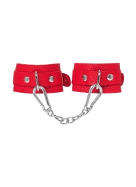 Красные кожаные наручники-браслеты со скруглёнными углами - Pecado - купить с доставкой в Магнитогорске