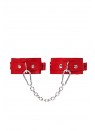 Красные кожаные узкие оковы со скруглёнными углами - Pecado - купить с доставкой в Магнитогорске