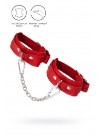 Красные кожаные узкие оковы со скруглёнными углами - Pecado - купить с доставкой в Магнитогорске