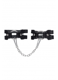 Черные кожаные оковы из двух ремешков - Pecado - купить с доставкой в Магнитогорске
