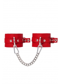 Красные мягкие кожаные оковы с люверсами - Pecado - купить с доставкой в Магнитогорске