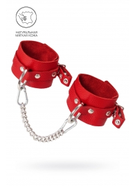 Красные мягкие кожаные оковы с люверсами - Pecado - купить с доставкой в Магнитогорске
