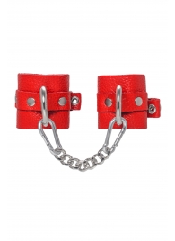Красные мягкие кожаные наручники с люверсами - Pecado - купить с доставкой в Магнитогорске