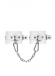 Белые мягкие кожаные оковы с люверсами - Pecado - купить с доставкой в Магнитогорске