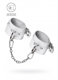 Белые мягкие кожаные оковы с люверсами - Pecado - купить с доставкой в Магнитогорске