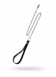 Поводок с ручкой из черной натуральной кожи и карабином для ошейника - Pecado - купить с доставкой в Магнитогорске