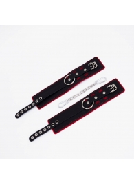 Черно-красные оковы с красной строчкой Sex - Crazy Handmade - купить с доставкой в Магнитогорске