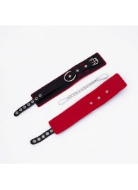 Черно-красные оковы с красной строчкой Sex - Crazy Handmade - купить с доставкой в Магнитогорске