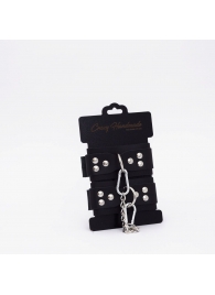 Черные кожаные наручники с регулируемыми ремешками - Crazy Handmade - купить с доставкой в Магнитогорске