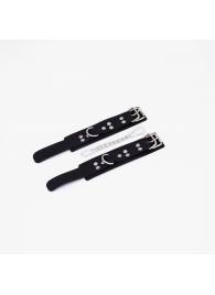 Черные кожаные наручники с регулируемыми ремешками - Crazy Handmade - купить с доставкой в Магнитогорске