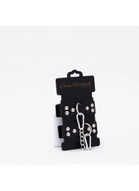 Черные кожаные оковы с регулируемыми ремешками - Crazy Handmade - купить с доставкой в Магнитогорске