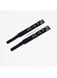 Черные кожаные оковы с регулируемыми ремешками - Crazy Handmade - купить с доставкой в Магнитогорске