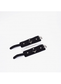 Черные кожаные наручники с хромированной фурнитурой - Crazy Handmade - купить с доставкой в Магнитогорске