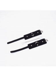 Черные кожаные оковы с хромированной фурнитурой - Crazy Handmade - купить с доставкой в Магнитогорске