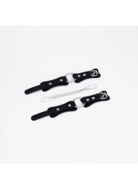 Черные кожаные наручники с кольцом - Crazy Handmade - купить с доставкой в Магнитогорске