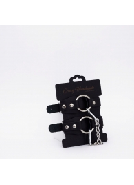 Черные кожаные оковы с кольцом - Crazy Handmade - купить с доставкой в Магнитогорске