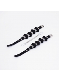 Черные кожаные оковы из звеньев - Crazy Handmade - купить с доставкой в Магнитогорске