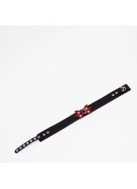 Черный ошейник с красным декором и строчкой - Crazy Handmade - купить с доставкой в Магнитогорске