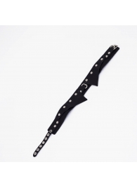 Черный однослойный кожаный ошейник с имитацией воротничка - Crazy Handmade - купить с доставкой в Магнитогорске