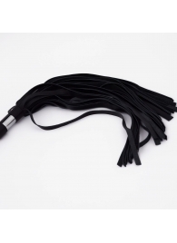 Черный кожаный флоггер со стальной ручкой - 45 см. - Crazy Handmade - купить с доставкой в Магнитогорске