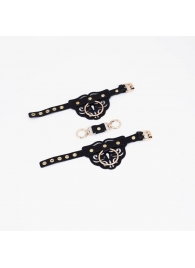 Черные наручники с золотистой фурнитурой - Crazy Handmade - купить с доставкой в Магнитогорске