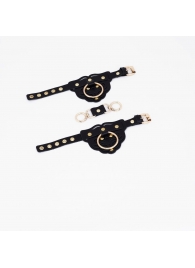 Черные наручники с золотистой фурнитурой - Crazy Handmade - купить с доставкой в Магнитогорске