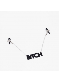 Зажимы на соски с кожаной подвеской Bitch - Crazy Handmade - купить с доставкой в Магнитогорске
