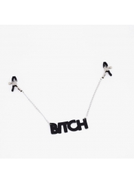 Зажимы на соски с кожаной подвеской Bitch - Crazy Handmade - купить с доставкой в Магнитогорске