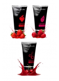 Набор из 3 съедобных лубрикантов JUJU (клубника, малина, вишня) - JuJu - купить с доставкой в Магнитогорске