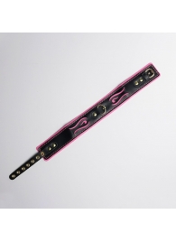 Черно-розовый ошейник с золотистой фурнитурой - Crazy Handmade - купить с доставкой в Магнитогорске