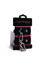 Черно-розовые скругленные наручники с мягкой подкладкой - Crazy Handmade - купить с доставкой в Магнитогорске